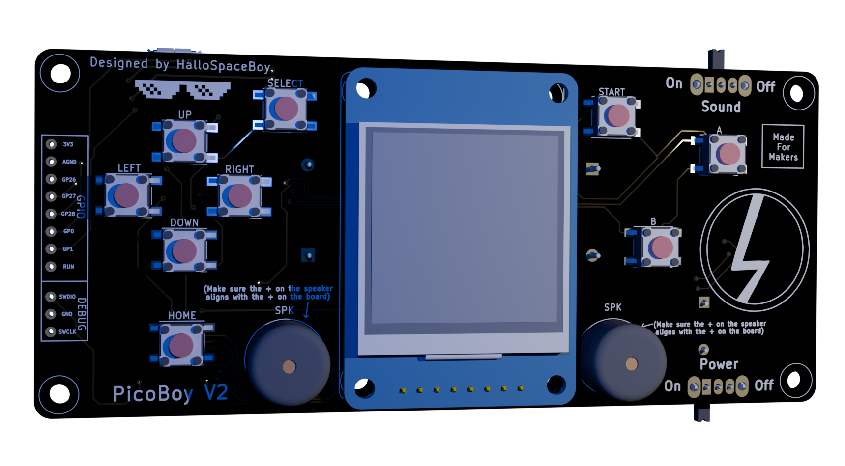 PicoBoy kit contents on dark